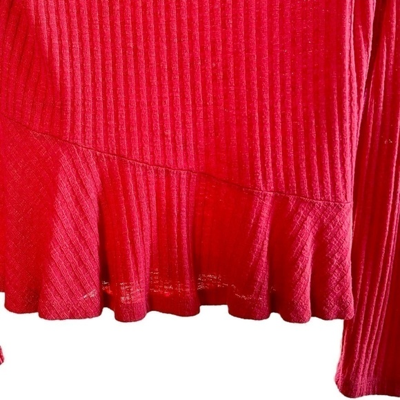 Anthropologie Maeve Addie Hacci Cowl Neck Top Waffle Weave Red Orange Flowy M - Picture 8 of 12